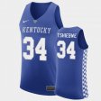 #34 Oscar Tshiebwe College Basketball Wildcats 2021 Transfer Away Men Royal Jersey 485015-846