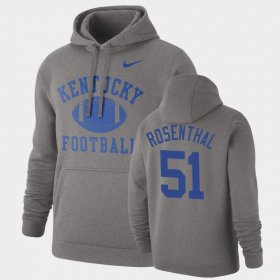 #51 Dare Rosenthal Retro Football Kentucky Pullover Mens Heathered Gray Hoodie 186870-355
