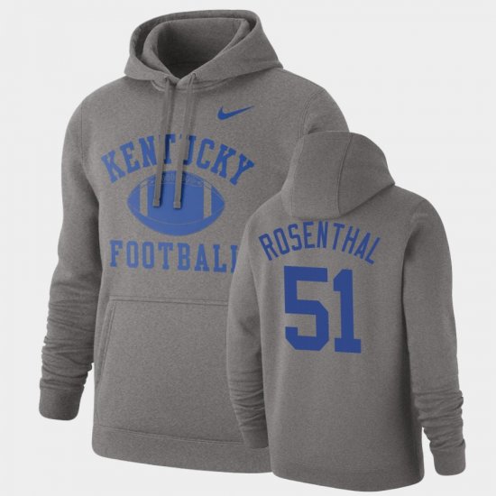 #51 Dare Rosenthal Retro Football Kentucky Pullover Mens Heathered Gray Hoodie 186870-355