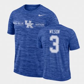 #3 Terry Wilson GFX Velocity University of Kentucky Sideline Legend Performance Mens Royal T-Shirt 738385-880