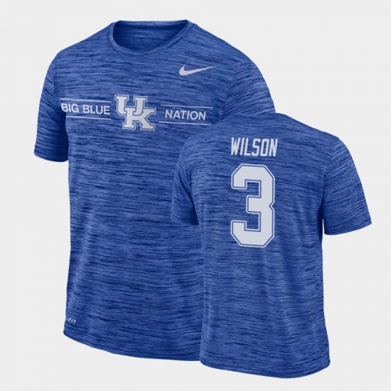 #3 Terry Wilson GFX Velocity University of Kentucky Sideline Legend Performance Mens Royal T-Shirt 738385-880