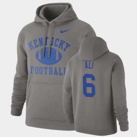 #6 Josh Ali Retro Football Kentucky Wildcats Pullover Mens Heathered Gray Hoodie 171591-148