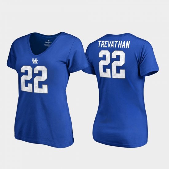 #22 Danny Trevathan College Legends Kentucky Wildcats V-Neck Women\'s Royal T-Shirt 664344-905