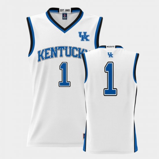 #1 College Basketball Kentucky Basketball ProSphere Men\'s White Jersey 958291-587